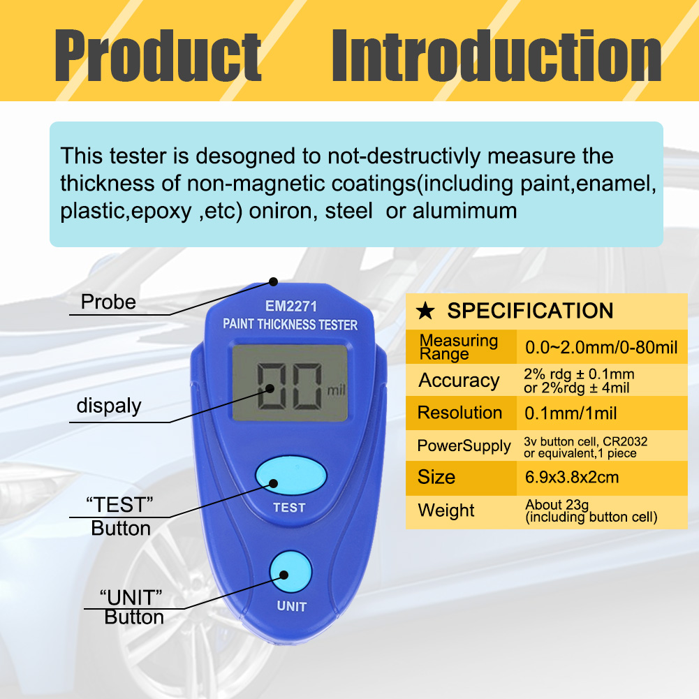 Paint Thickness Gauge - Medidor de Espessura de Revestimento GM200/EM2271