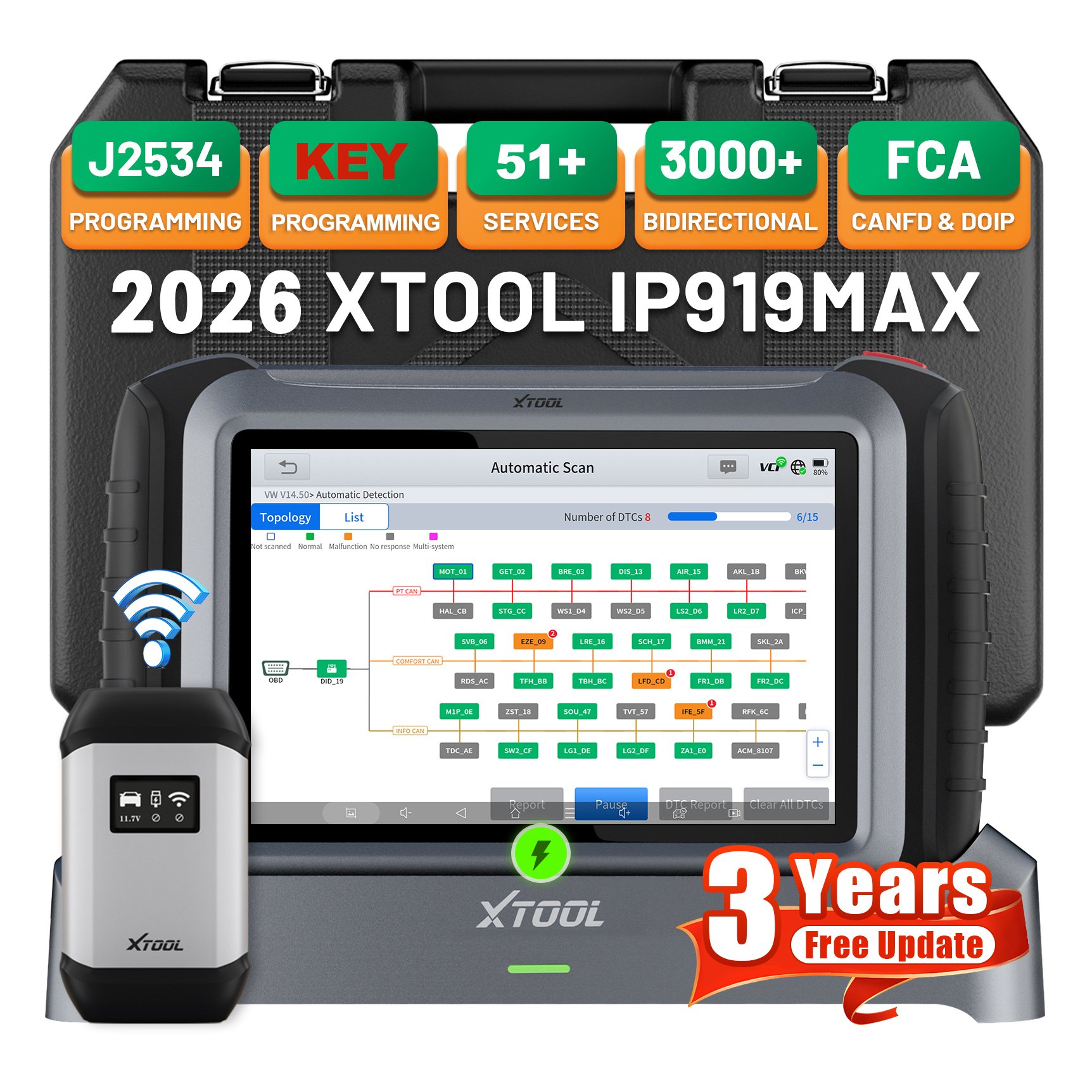 Car Diagnostic Tool - Armazém UE XTOOL IP919MAX J2534 Ferramenta